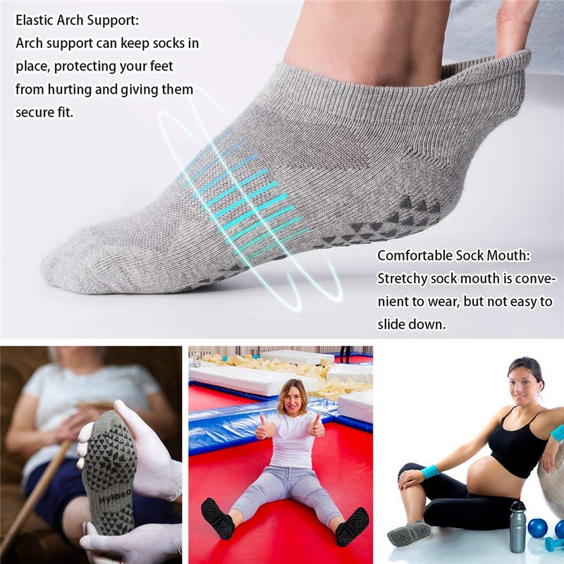 Hylaea Unisex Non Slip Socks with Grip for Yoga, Hospital, Pilates, Barre | Ankle, Cushioned - Image 2